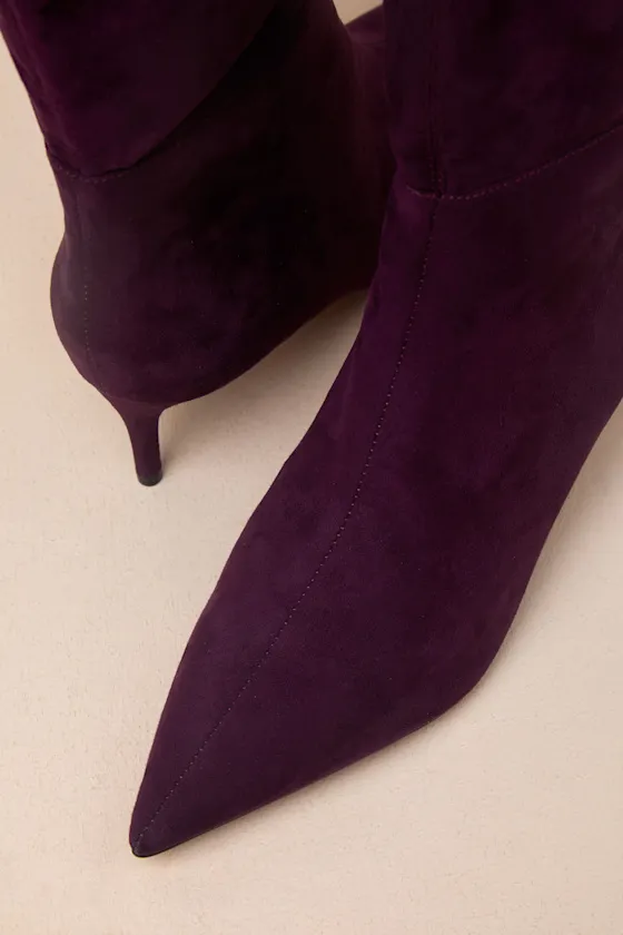 Tierny Eggplant Suede Pointed-Toe Over-the-Knee Boots sold by Lulus product image thumbnail 3