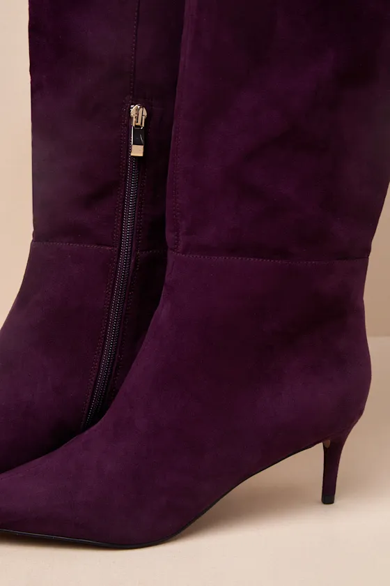 Tierny Eggplant Suede Pointed-Toe Over-the-Knee Boots sold by Lulus product image thumbnail 4