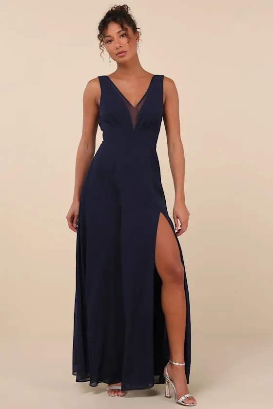 Simply Immaculate Navy Blue Backless Maxi Dress sold by Lulus