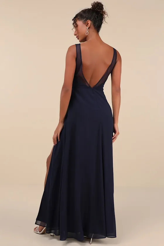 Simply Immaculate Navy Blue Backless Maxi Dress sold by Lulus product image thumbnail 2