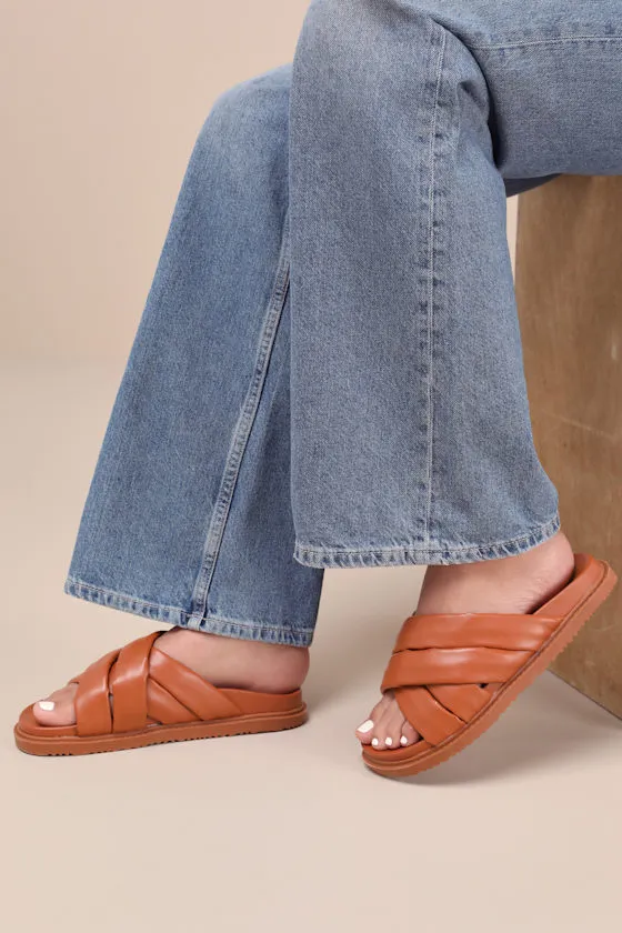 Tolleson Cognac Slide Sandals sold by Lulus product image thumbnail 2