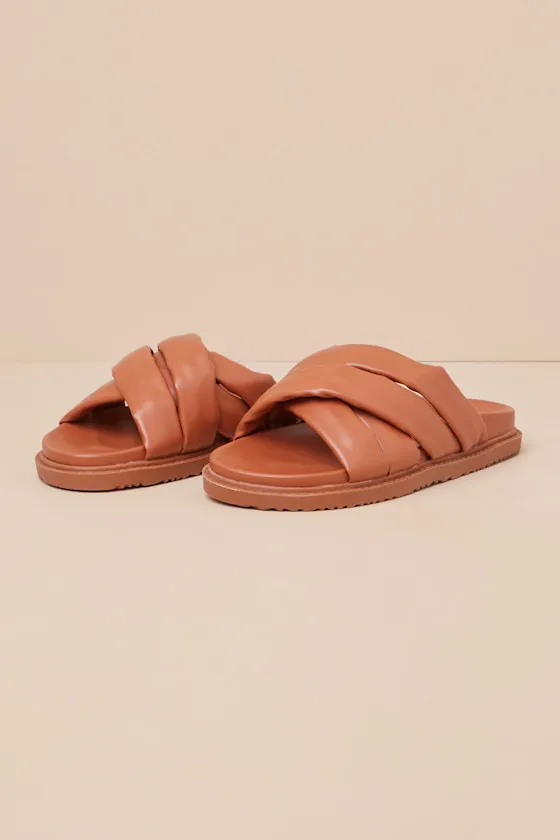 Tolleson Cognac Slide Sandals sold by Lulus product image thumbnail 3