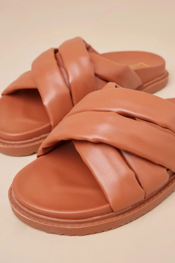 Tolleson Cognac Slide Sandals sold by Lulus product image thumbnail 4