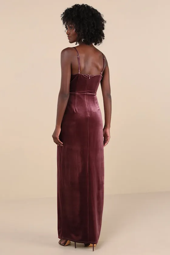 Graceful Glamour Dusty Purple Velvet Surplice Maxi Dress sold by Lulus product image thumbnail 2