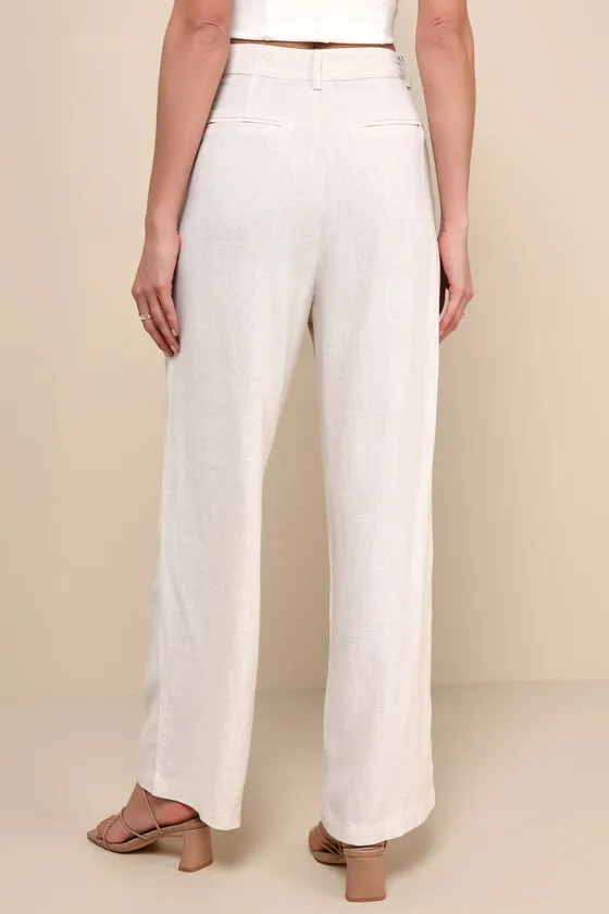 Relaxed Darling Beige Linen High-Waisted Trouser Pants sold by Lulus product image thumbnail 3