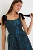 Beyond Graceful Black Floral Jacquard Velvet Tie-Strap Midi Dres sold by Lulus