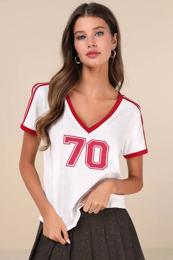 Janan White V-Neck Graphic Tee sold by Lulus product image thumbnail 2