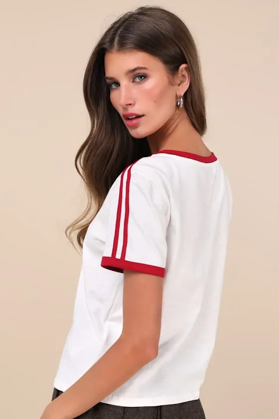 Janan White V-Neck Graphic Tee sold by Lulus product image thumbnail 3
