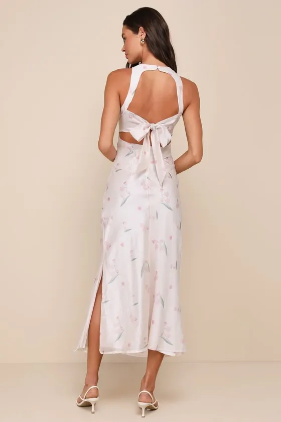 Majorly Romantic Cream Floral Print Tie-Back Maxi Dress sold by Lulus product image thumbnail 2