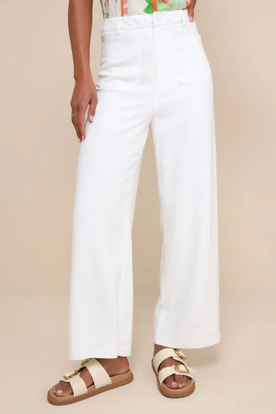 Breezy Versatility White Linen Wide-Leg High-Rise Pants sold by Lulus product image thumbnail 2