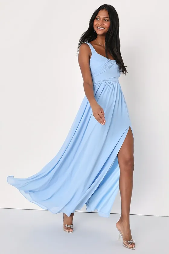 Sensational Moment Light Blue Pleated Maxi Dress sold by Lulus product image thumbnail 3