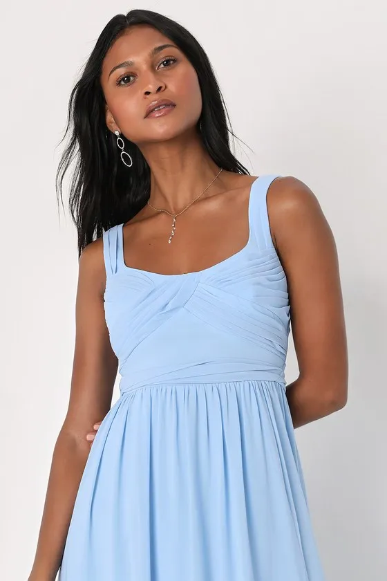 Sensational Moment Light Blue Pleated Maxi Dress sold by Lulus product image thumbnail 4