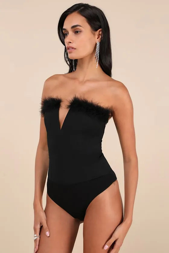 Desirable Aesthetic Black Feather Strapless Bodysuit sold by Lulus product image thumbnail 4