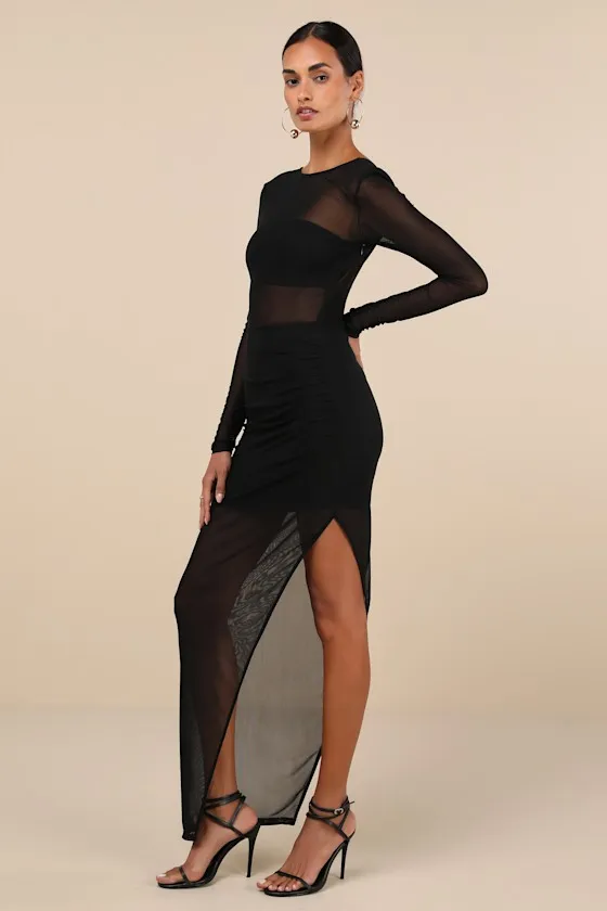 Alluring Silhouette Black Sheer Mesh Backless Maxi Dress sold by Lulus product image thumbnail 3