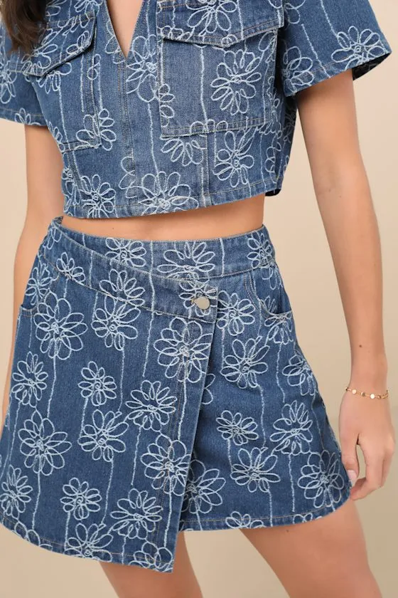 Nicest Aura Medium Wash Embroidered Denim Two-Piece Dress sold by Lulus product image thumbnail 3
