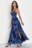 Beautiful Soul Blue Floral Print Twist-Front Maxi Dress sold by Lulus