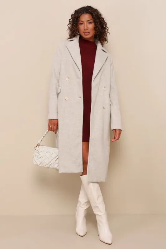 Brisk Elegance Light Beige Double-Breasted Coat sold by Lulus