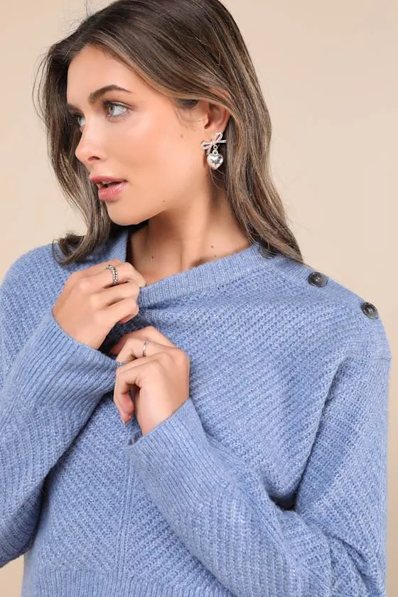 Maximum Cozy Heather Periwinkle Pullover Sweater sold by Lulus product image thumbnail 4