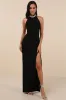 Immaculate Class Black Rhinestone Halter Maxi Dress sold by Lulus