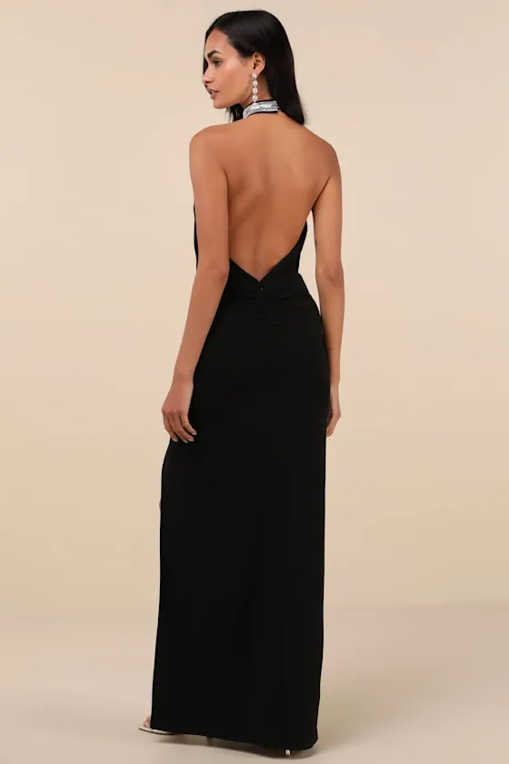 Immaculate Class Black Rhinestone Halter Maxi Dress sold by Lulus product image thumbnail 2