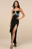 Divine Extravagance Black Rhinestone Fringe Bustier Maxi Dress sold by Lulus