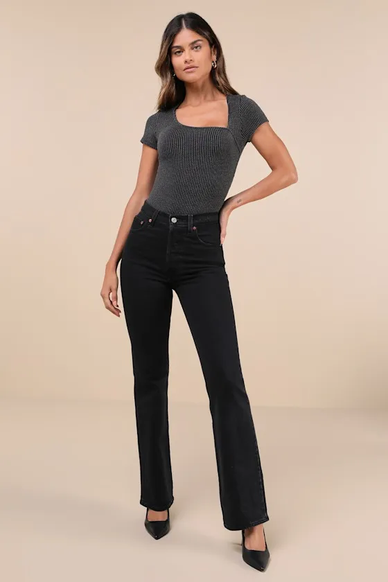 Unique Aura Charcoal Grey Textured Asymmetrical Bodysuit sold by Lulus product image thumbnail 4