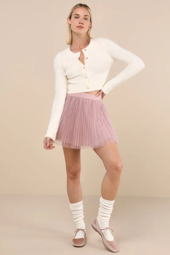 Effortless Sweetheart Mauve Mesh Pleated Mini Skirt sold by Lulus