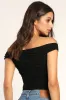 Meant for Love Black Ruched Mesh Off-The-Shoulder Bodysuit sold by Lulus