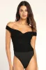 Meant for Love Black Ruched Mesh Off-The-Shoulder Bodysuit sold by Lulus