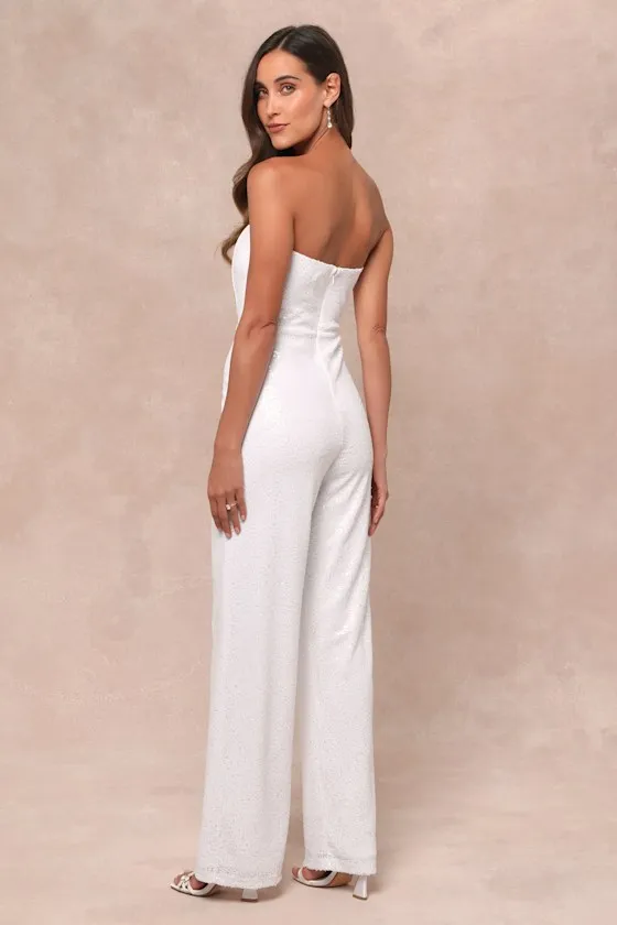 Glamorous Spirit White Sequin Strapless Bustier Jumpsuit sold by Lulus product image thumbnail 2