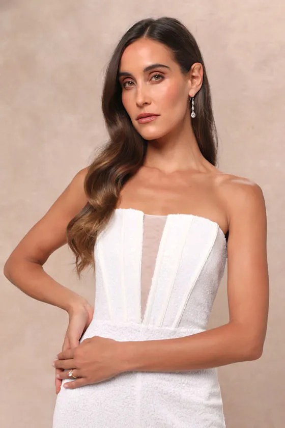 Glamorous Spirit White Sequin Strapless Bustier Jumpsuit sold by Lulus product image thumbnail 3