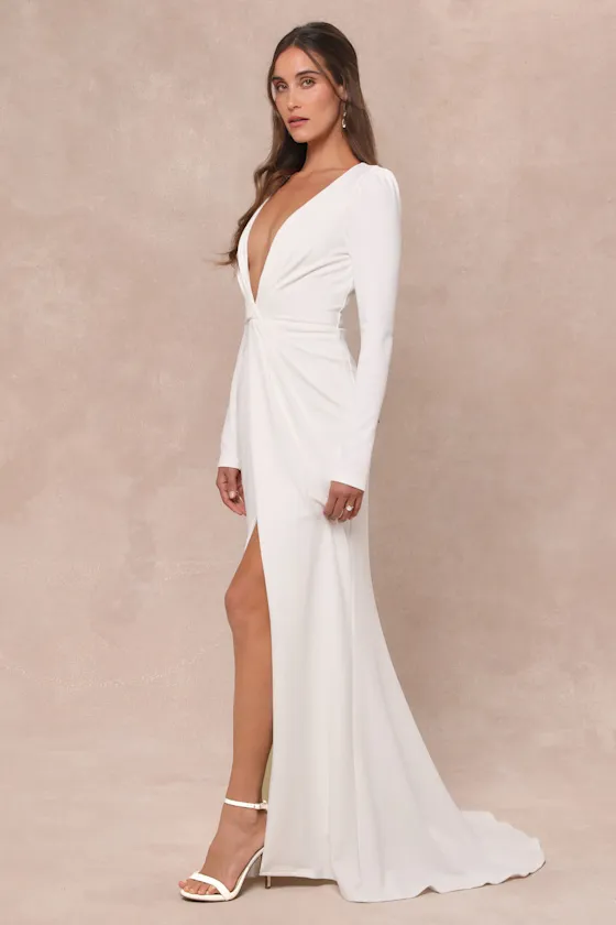 Stunning Romance White Long Sleeve Mermaid Maxi Dress sold by Lulus product image thumbnail 3