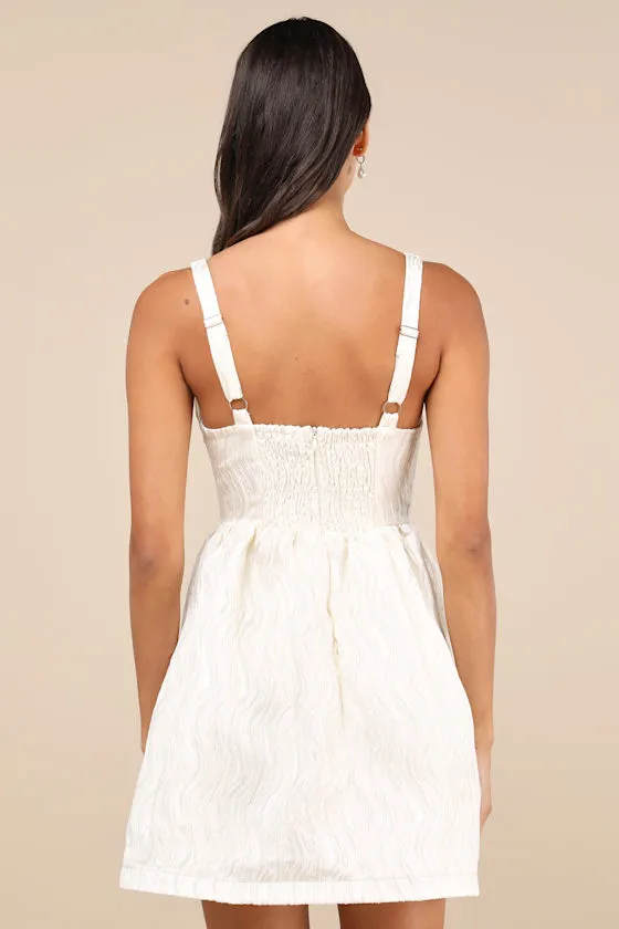 Charmingly Precious Cream Pleated Textured Bustier Mini Dress sold by Lulus product image thumbnail 2