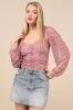 Feeling So Cute Mauve Floral Mesh Balloon Sleeve Crop Top sold by Lulus