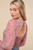 Feeling So Cute Mauve Floral Mesh Balloon Sleeve Crop Top sold by Lulus