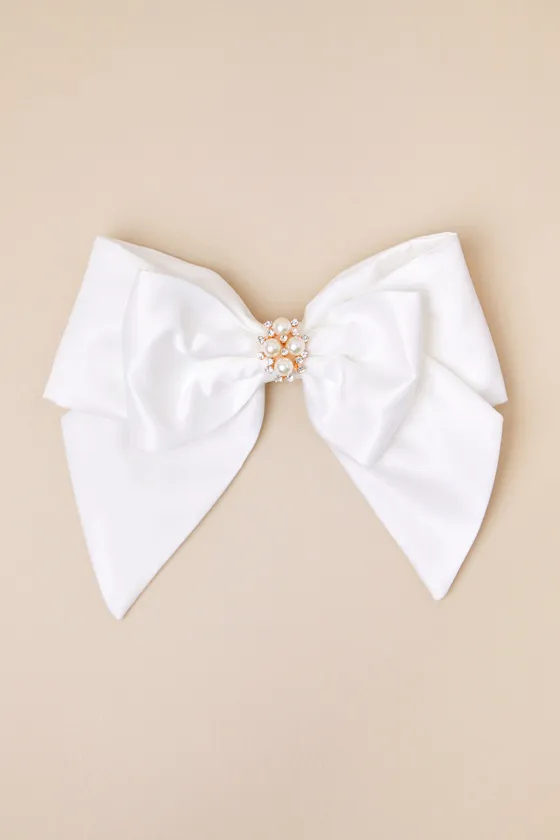 Simply Angelic Ivory Satin Bow Hair Clip sold by Lulus product image thumbnail 2