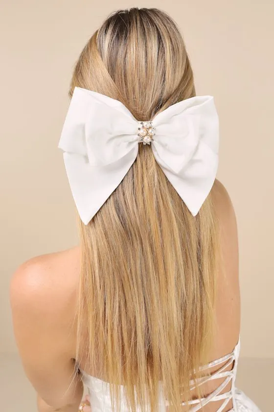 Simply Angelic Ivory Satin Bow Hair Clip sold by Lulus product image thumbnail 3