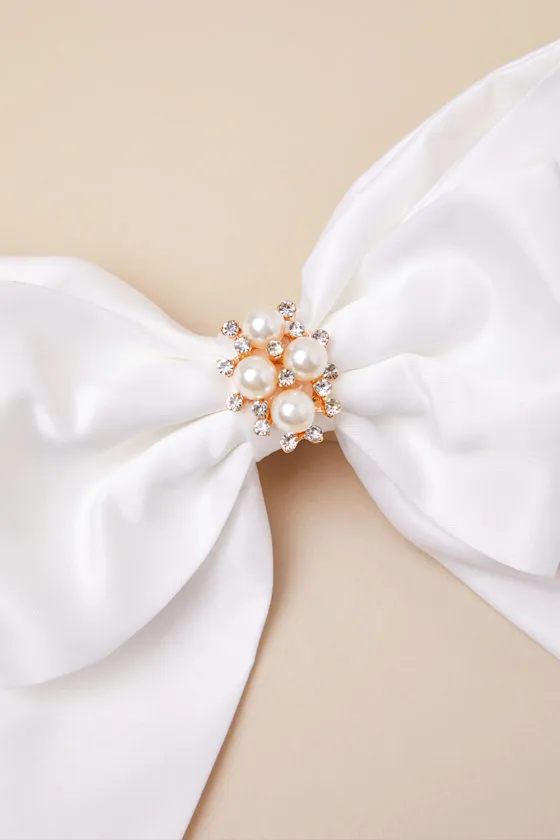 Simply Angelic Ivory Satin Bow Hair Clip sold by Lulus product image thumbnail 4
