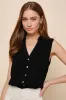 Casual Contentment Black Linen Button-Up Collared Tank Top sold by Lulus