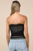 Flirty Excellence Black Mesh Lace Ruched Strapless Top sold by Lulus
