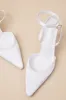 Auberron White Satin Ankle Strap Pumps sold by Lulus