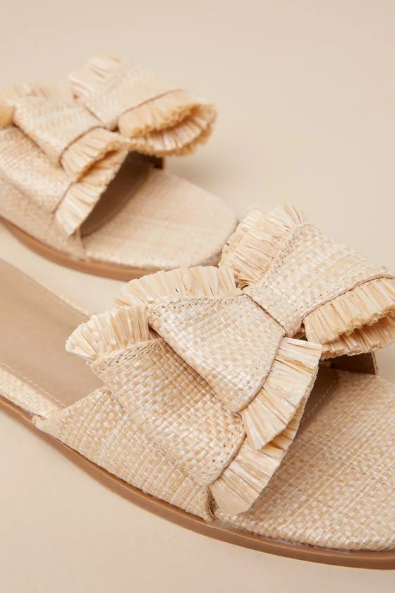 Castiel Natural Woven Raffia Bow Slide Sandals sold by Lulus product image thumbnail 4