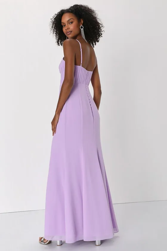 Sweetest Splendor Lilac Sleeveless Pleated Bustier Maxi Dress sold by Lulus product image thumbnail 3