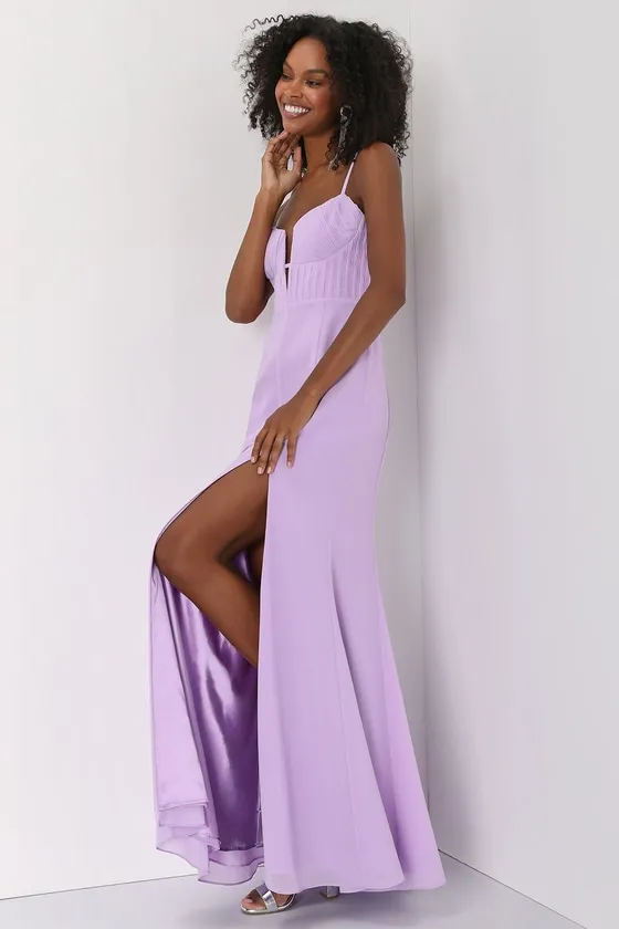 Sweetest Splendor Lilac Sleeveless Pleated Bustier Maxi Dress sold by Lulus product image thumbnail 4