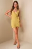 Effortlessly Airy Chartreuse Linen Faux Wrap Mini Dress sold by Lulus