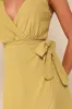 Effortlessly Airy Chartreuse Linen Faux Wrap Mini Dress sold by Lulus