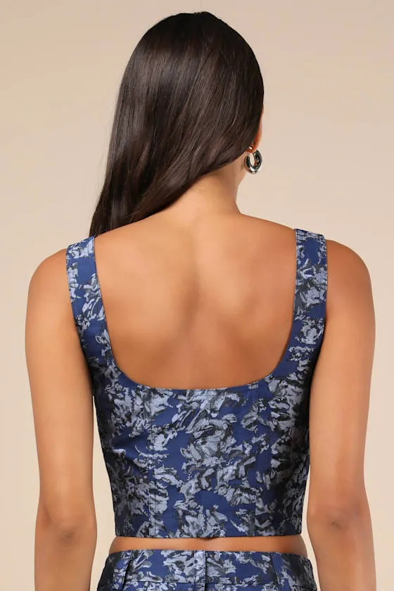 Aesthetic Confidence Navy Jacquard Sleeveless Top sold by Lulus product image thumbnail 2