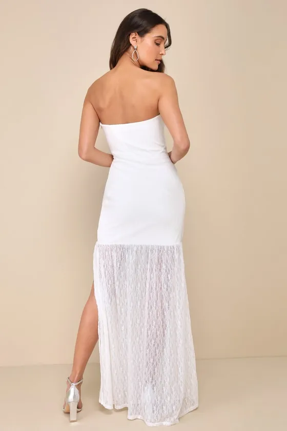 Dreamy Sunsets Ivory Lace Strapless Midi Dress sold by Lulus product image thumbnail 3