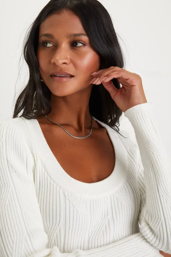 Comfy Charisma Ivory Scoop Neck Pullover Sweater sold by Lulus product image thumbnail 4