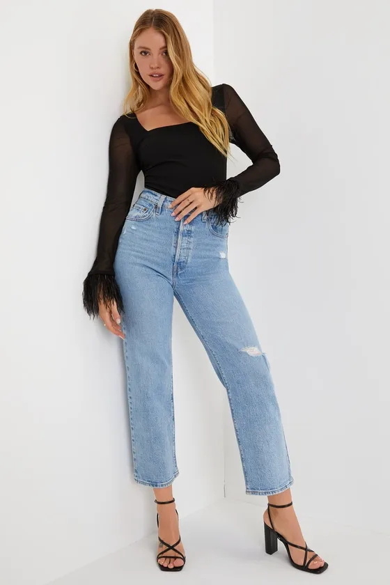Effortlessly Luxe Black Feather Long Sleeve Bodysuit sold by Lulus product image thumbnail 2